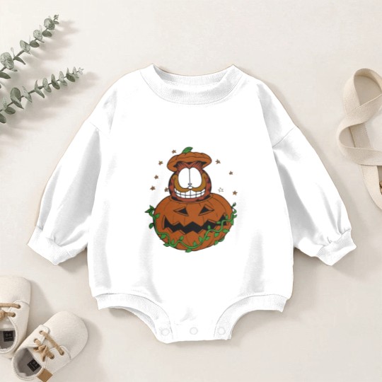 Discover Halloween Garfield Pumpkin Baby Romper Sweatshirts, Halloween Pumpkin Garfield Cat Baby Romper Sweatshirts