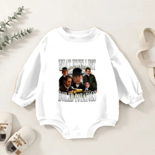 Discover Retro Boiled Potatoes Baby Romper Sweatshirts, Jane Austen Baby Romper Sweatshirts, Pride and Prejudice Baby Romper Sweatshirts Baby Romper Sweatshirts
