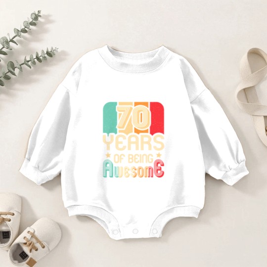 Discover 70 years of being awesome 70 years old 70th birthday Baby Romper Sweatshirts