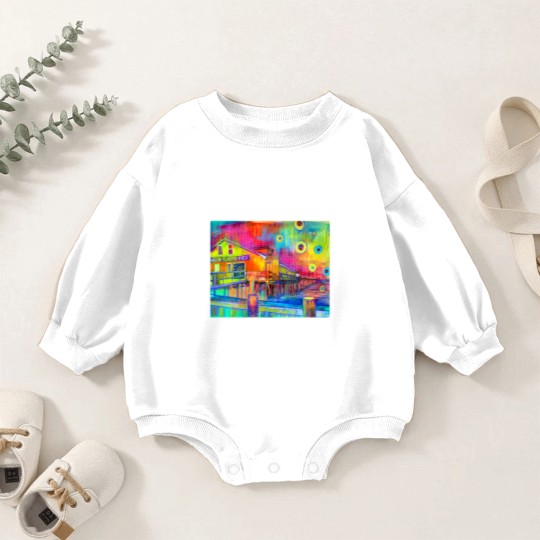 Discover Avalon Pier Long Baby Romper Sweatshirts