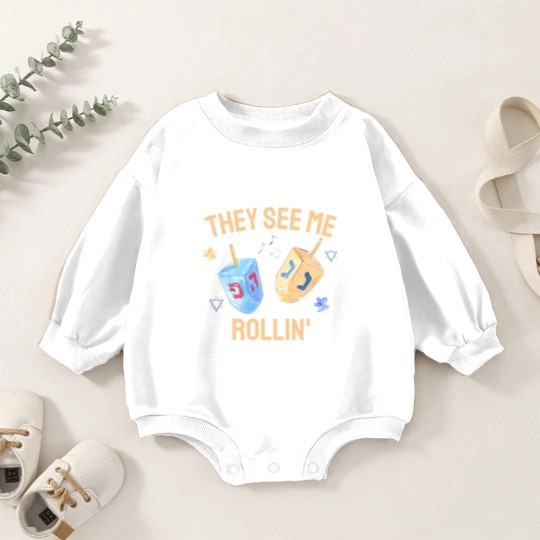 Discover They See Me Rollin, Hanukkah Baby Romper Sweatshirts
