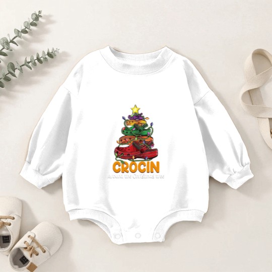 Discover Crocin around the christmas tree Classic Baby Romper Sweatshirts