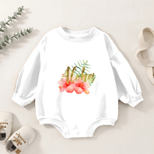 Discover Tropical Leaves Hibiscus Floral Watercolor Aloha Baby Romper Sweatshirts