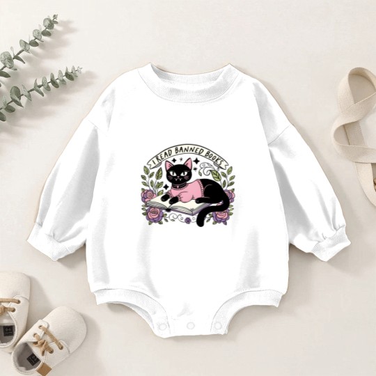 Discover I Read Banned Books Baby Romper Sweatshirts, Bookish Cat Baby Romper Sweatshirts