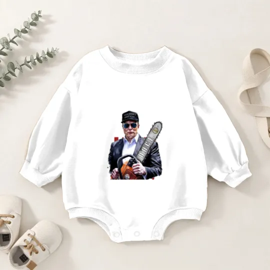Discover Elon Musk Chainsaw Baby Romper Sweatshirts, Chainsaw For Bureaucracy