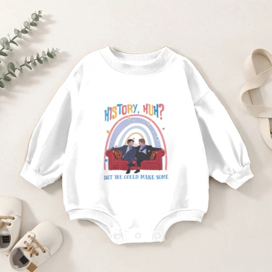 Discover History, Huh? Baby Romper Sweatshirts, Red White and Royal Blue