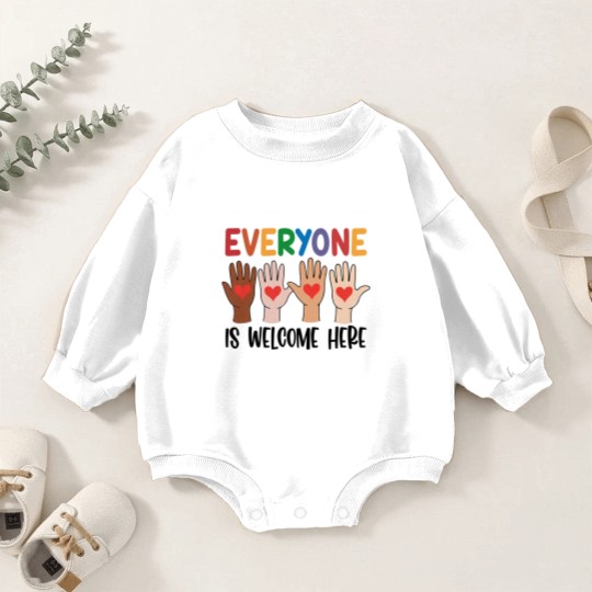 Discover Everyone Is Welcome Here Baby Romper Sweatshirts, Teacher Baby Romper Sweatshirts, Idaho Teacher