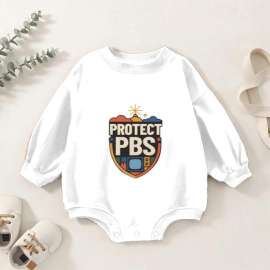 Discover Protect PBS Baby Romper Sweatshirts, PBS Unisex Baby Romper Sweatshirts, Political Protest Baby Romper Sweatshirts, Save Public Broadcasting, Anti Trump Baby Romper Sweatshirts