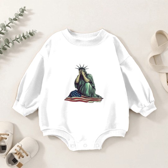Discover Crying Statue of Liberty Baby Romper Sweatshirts, Political Protest Baby Romper Sweatshirts Patriotic American Flag Baby Romper Sweatshirts