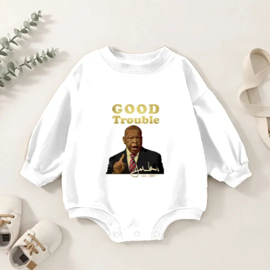 Discover Good trouble john lewis signature est 1987 Classic Baby Romper Sweatshirts