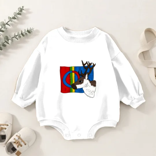 Discover sami flag and reindeer. Sámi people. Baby Romper Sweatshirts