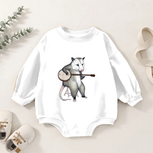 Discover Opossum Playing Banjo Guitar Possum Live Weird Trash Kitty Baby Romper Sweatshirts