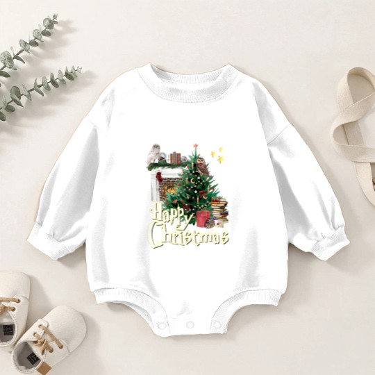 Discover Hogwarts at Christmas Inspired Oversized Baby Romper Sweatshirts, Wizard School Christmas T, Unisex Baby Romper Sweatshirts