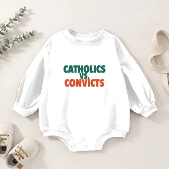Discover Catholics Vs. Convicts Retro 1988 Football Game Baby Romper Sweatshirts