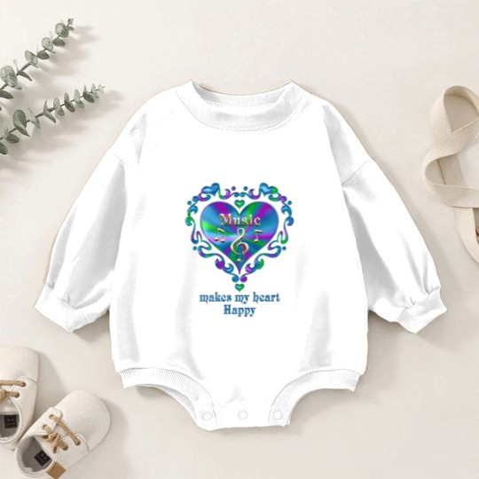 Discover Music Makes My Heart Happy Baby Romper Sweatshirts