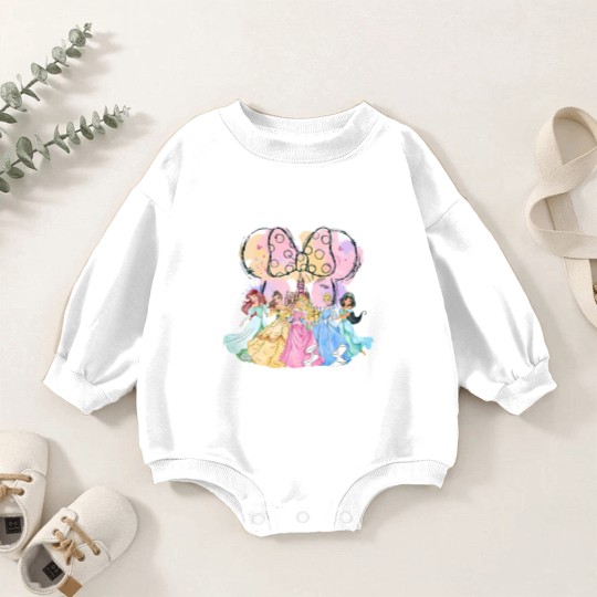Discover Vintage Disneyyy Princess Squad Baby Romper Sweatshirts, Watercolor Castle Baby Romper Sweatshirts
