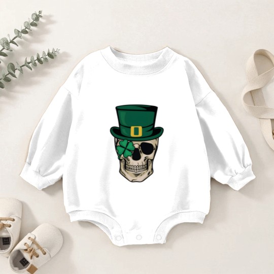 Discover Skull St Patrick's Day Baby Romper Sweatshirts, Horror St Patrick's Day Baby Romper Sweatshirts, Lucky Irish Baby Romper Sweatshirts, Shamrock Baby Romper Sweatshirts