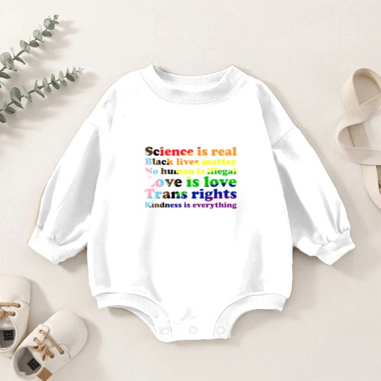 Discover Progress Pride Flag Science is real Black lives matter Love is love Baby Romper Sweatshirts