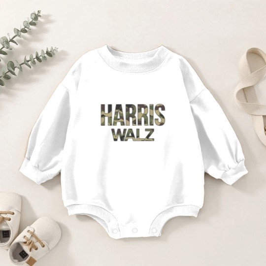 Discover Kamala Harris Walz Election 2024 Baby Romper Sweatshirts, Camouflage, Hunters white