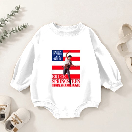 Discover Bruce Springsteen Born In Usa Tour Baby Romper Sweatshirts, Bruce Springsteen Usa Flag Baby Romper Sweatshirts