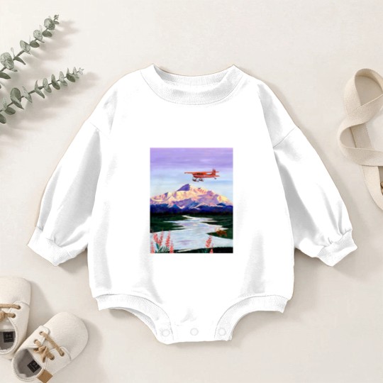 Discover Denali Mountain Painting, K2 Aviation, Living Room Painting, Alaska Mountain, Gift for Pilot, Scott Baby Romper Sweatshirts