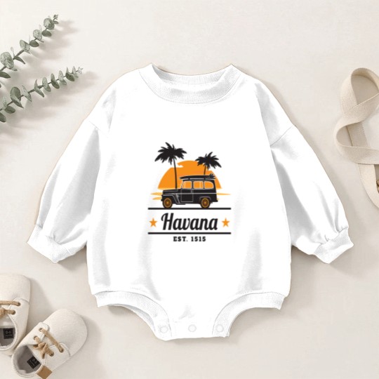 Discover Cuba Surfboards Car Havana Cuban Cubano Baby Romper Sweatshirts