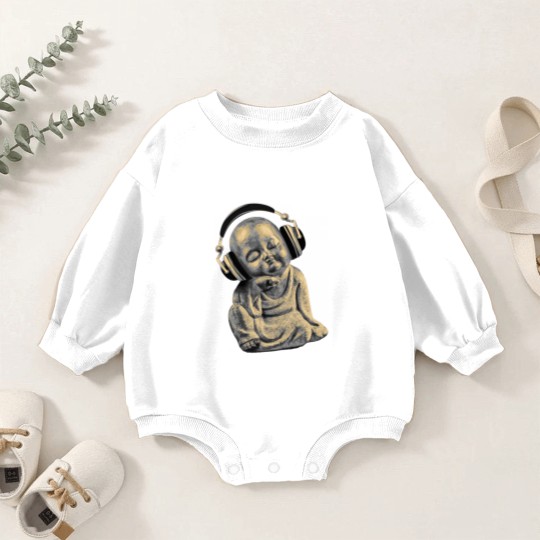 Discover Buddha Headphones Baby Romper Sweatshirts Buddhist Monk DJ Baby Romper Sweatshirts