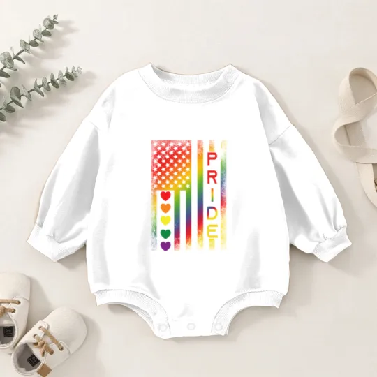 Discover Pride American Flag Baby Romper Sweatshirts