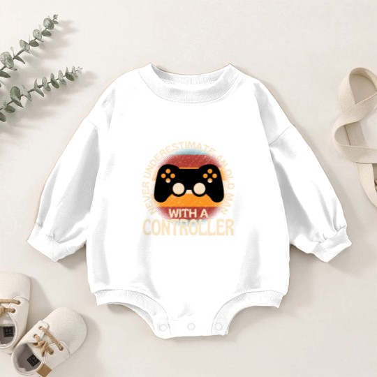 Discover Old Man With A Controller Baby Romper Sweatshirts