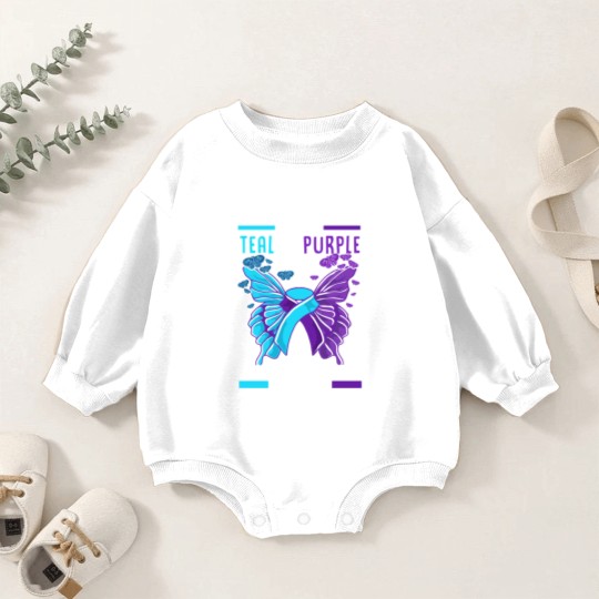 Discover Teal And Purple Ribbon Suicide Prevention Awarenes Baby Romper Sweatshirts