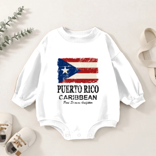 Discover Puerto Rico Flag - Vintage Look Baby Romper Sweatshirts