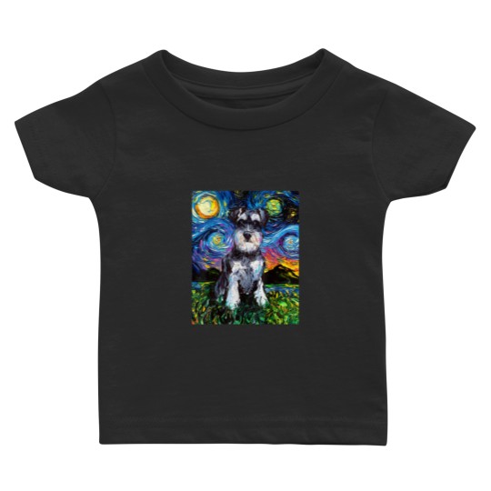 Discover Schnauzer Starry Night Impressionist Dog Art by Aja Baby T Shirts