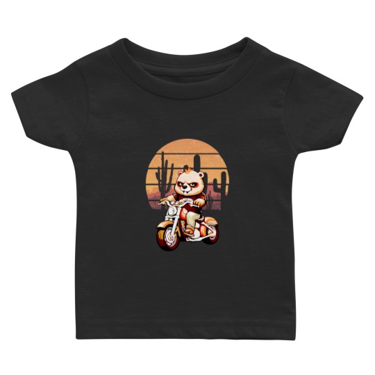 Discover Bear  Riding Motorcycle Baby T-shirts
