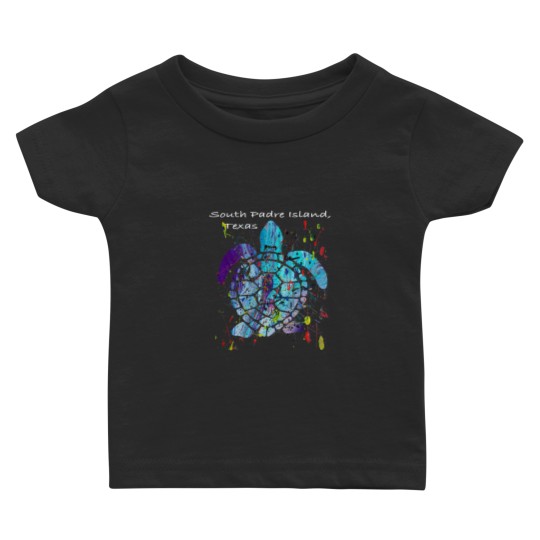 Discover Beach Design South Padre Island Beach, Texas Abstract Sea Turtle Baby T-shirts