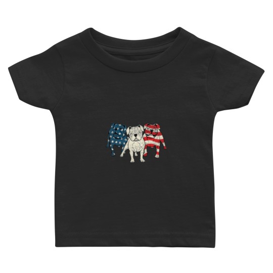Discover USA American English Bulldog 2Animal Dog Lover Puppy Owner Baby T-shirts