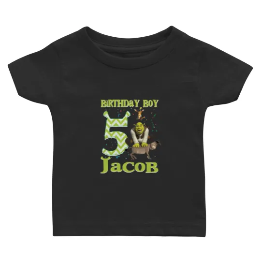 Discover Shrek Birthday Baby T Shirts, Green Ogre Cartoon Custom Personalized Boy Girl Birthday Baby T Shirts