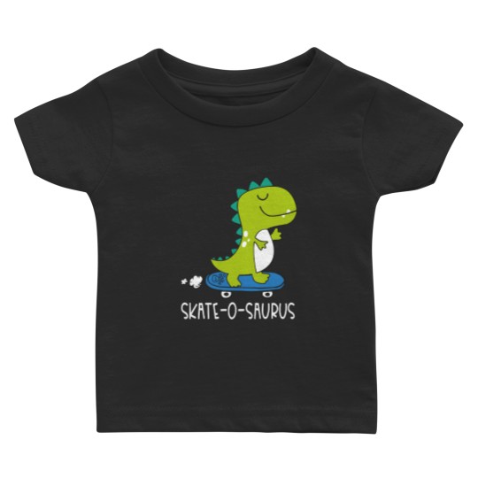 Discover Skating Dino Skating Dino Skate-O-Saurus Dinosaur Baby T-shirts