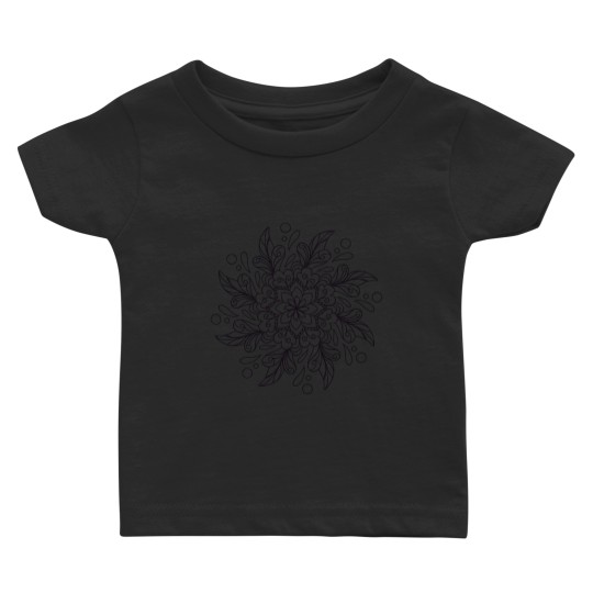 Discover Black Intricate Mandala Design 038 Baby T-shirts