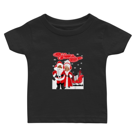 Discover Merry Christmas Santa Claus Mrs Claus African American Baby T-shirts