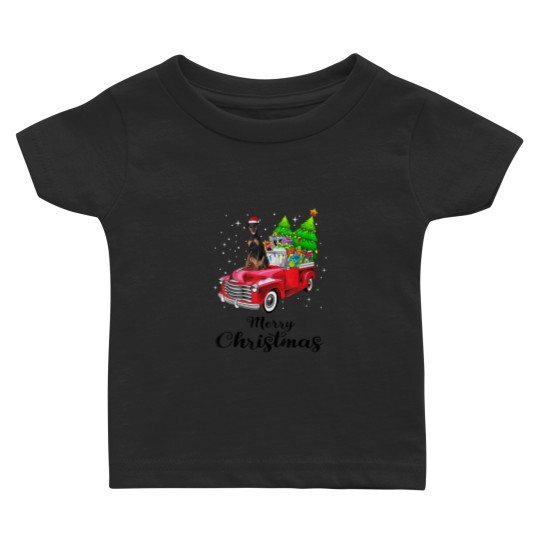Discover Doberman Pinscher Ride Red Truck Christmas Pajama Baby T-shirts
