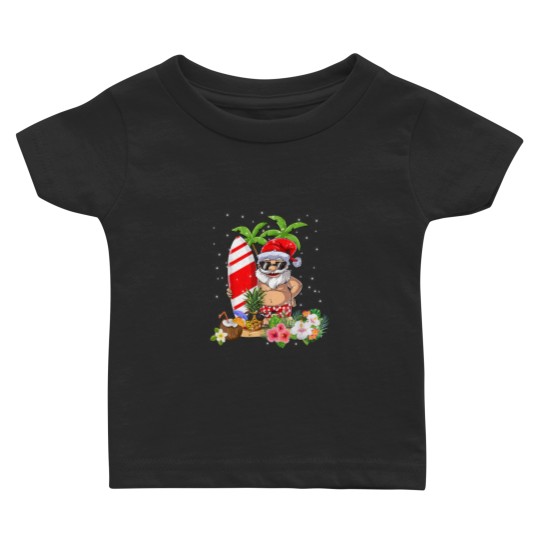 Discover Christmas In July Santa Hawaiian Surfing Summer Surf Baby T-shirts
