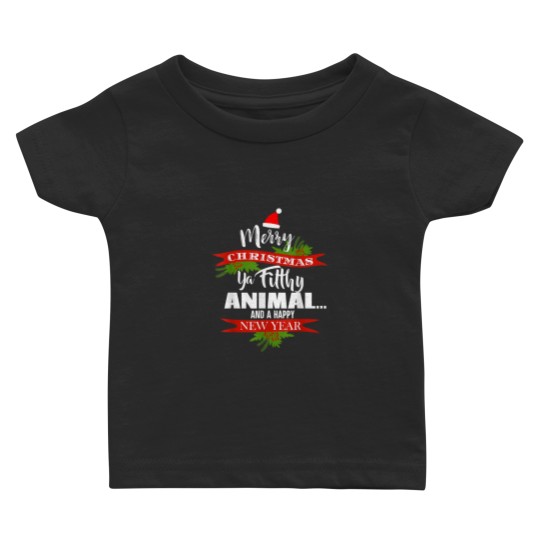 Discover Merry Animals Christmas Ya Filthy Animal Funny Christmas Baby T-shirts