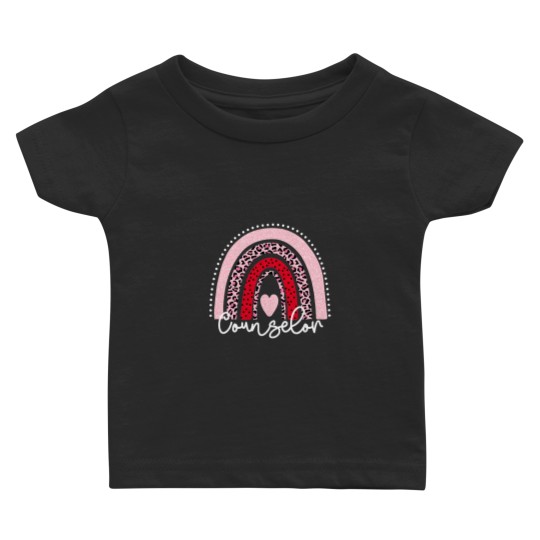 Discover Teacher Job Leopard Rainbow Valentines Day Heart Teacher Counselor Baby T-shirts