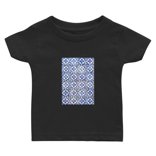 Discover Portuguese tiles. Blue flowers and leaves Long Baby T-shirts
