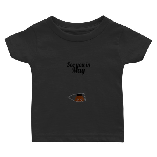 Discover See you in May Cute Peeking Black Baby Mom Gift Baby T-shirts