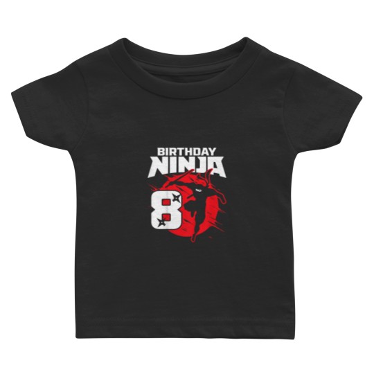 Discover Kids Birthday Ninja 8th Birthday Little Ninja Is 8 Year Old Boys Baby T-shirts