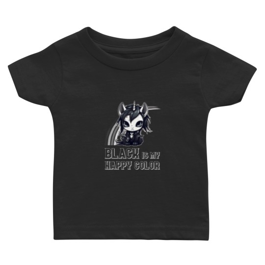 Discover black is my happy color goth girl emo gothic unicorn Baby T Shirts