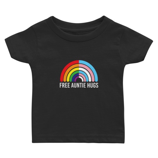 Discover Free Auntie Hugs Rainbow Transgender Flag LGBTQ Gay Pride Baby T Shirts