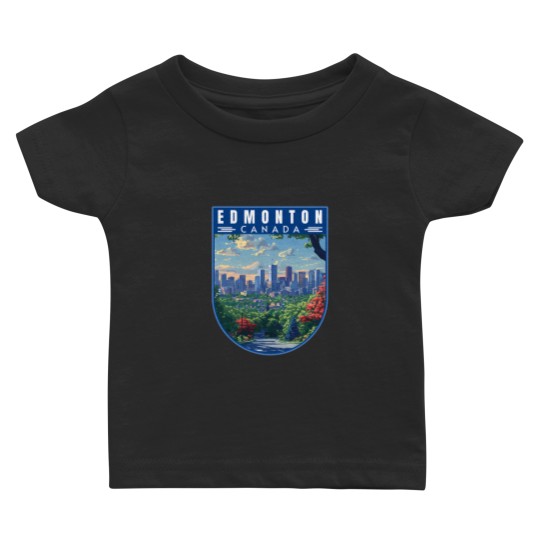 Discover edmonton in alberta canada retro travel art landcape 1 Baby T-shirts