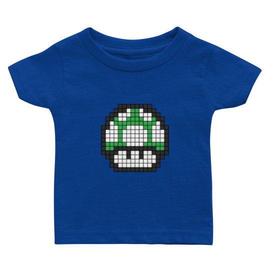 Discover 8Bit - Green Mushroom 1Up Baby T Shirts